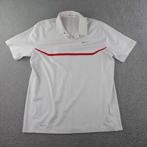 Nike Tiger Woods Collection Polo Shirt Men's XL White Red Dri-Fit Golf ADV